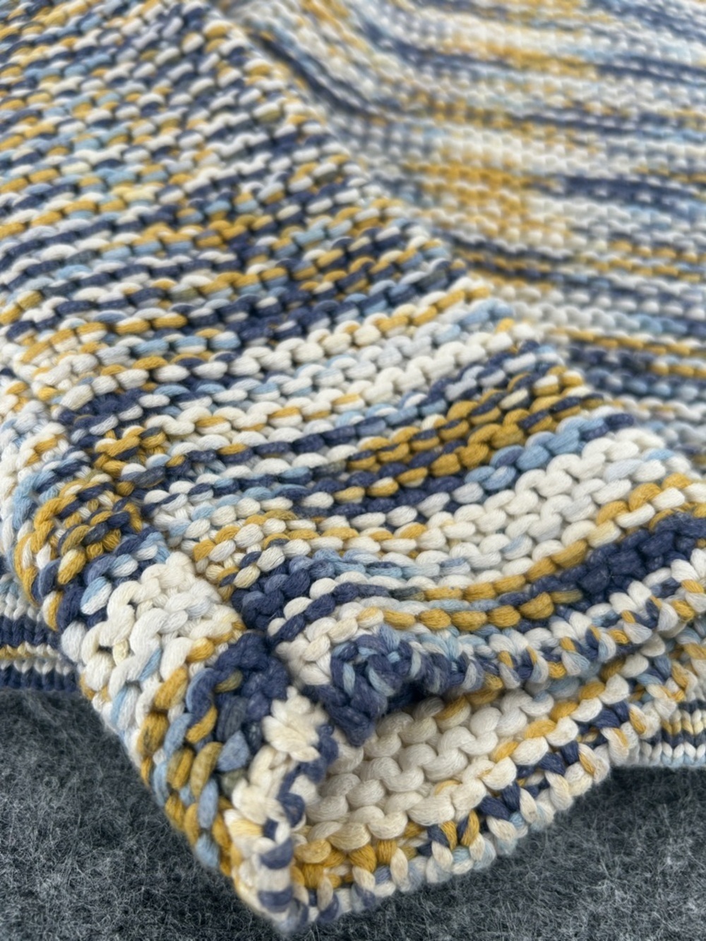 Theory Women’s Striped Marled Drawstring Sweater — Yellow, Blue, Cream - Picture 9 of 9